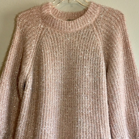 NWT Pink Metallic Balloon Sweater Oversized Knit - Picture 4 of 7